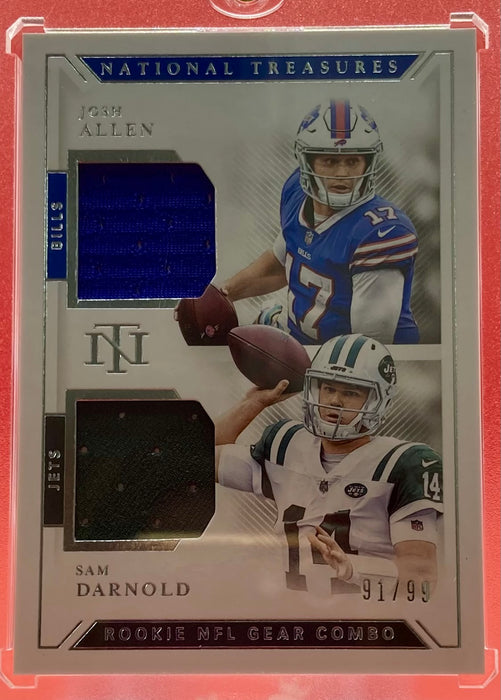 Josh Allen - 2018 PANINI NATIONAL TREASURES ROOKIE NFL GEAR COMBO ALLEN/DARNOLD /99