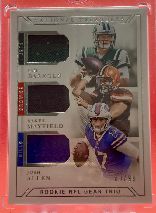 Josh Allen - 2019 PANINI NATIONAL TREASURES ROOKIE NFL GEAR TRIO DARNOLD/MAYFIELD/ALLEN /99