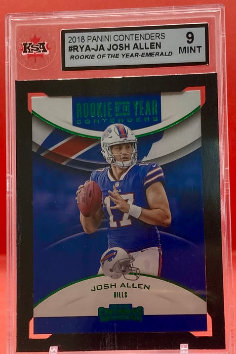 Josh Allen - 2019 PANINI CONTENDERS ROOKIE OF THE YEAR-EMERALD #RYA-JA KSA 9 MINT