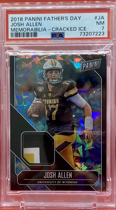 Josh Allen - 2018 PANINI FATHERS DAY MEMORABILIA-CRACKED ICE /25 #JA PSA 7 NM