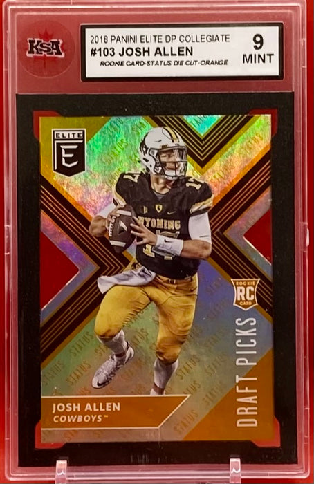 Josh Allen - 2018 PANINI ELITE DP COLLEGIATE STATUS DIE CUT-ORANGE #103 KSA 9 MINT