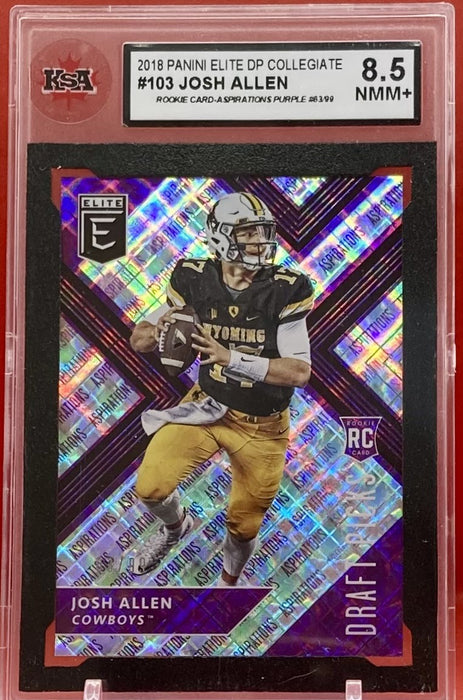 Josh Allen - 2018 PANINI ELITE DP COLLEGIATE ASPIRATIONS PURPLE 63/99 #103 KSA 8.5NMM+