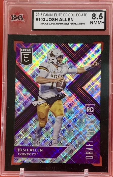 Josh Allen - 2018 PANINI ELITE DP COLLEGIATE ASPIRATIONS PURPLE 58/99 #103 KSA 8.5NMM+