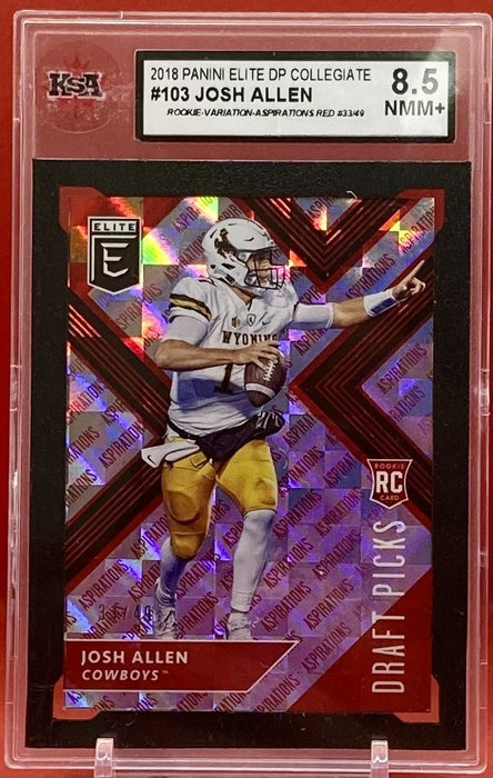 Josh Allen - 2018 PANINI ELITE DP COLLEGIATE VARIATION ASPIRATIONS RED 33/49 #103 KSA 8.5NMM+