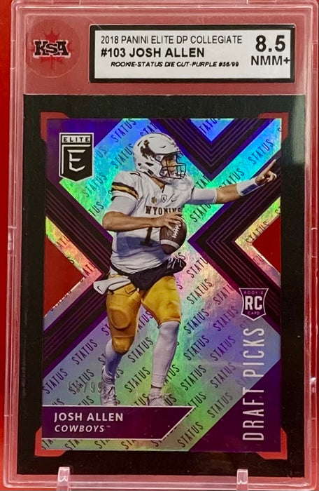 Josh Allen - 2018 PANINI ELITE DP COLLEGIATE STATUS DIE CUT-PURPLE 56/99 #103 KSA 8.5NMM+