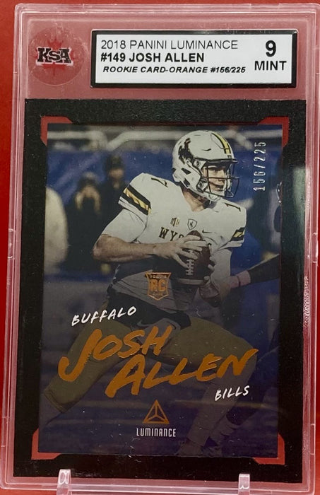 Josh Allen - 2018 PANINI LUMINANCE ORANGE /225 #149 KSA 9 MINT