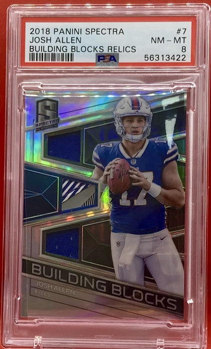 Josh Allen - 2018 PANINI SPECTRA BUILDING BLOCKS RELICS #7 PSA 8 NM-MT