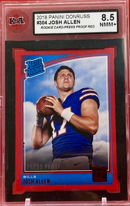 Josh Allen - 2018 PANINI DONRUSS RATED ROOKIE PRESS PROOF RED #304 KSA 8.5 NMM+