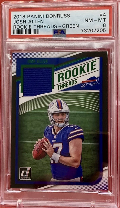 Josh Allen - 2018 PANINI DONRUSS ROOKIE THREADS-GREEN #4 PSA 8 NM-MT