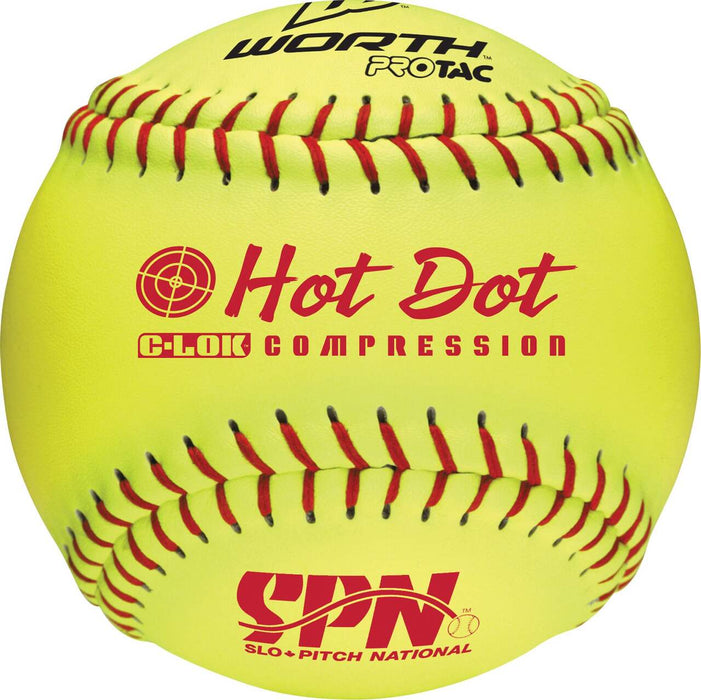 WORTH SPN 12" HOT DOT SOFTBALL DOZEN